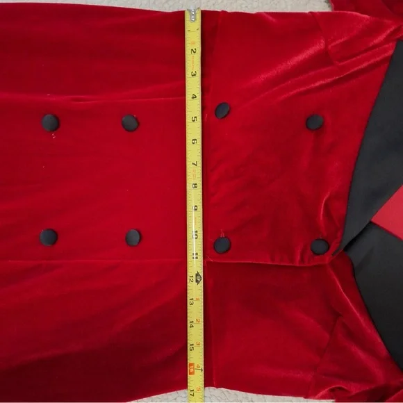 SHEIN Modely Puff Long Sleeve Velour Midi Red Dress w/Satiny Black Collar, Sz XL - Picture 9 of 15